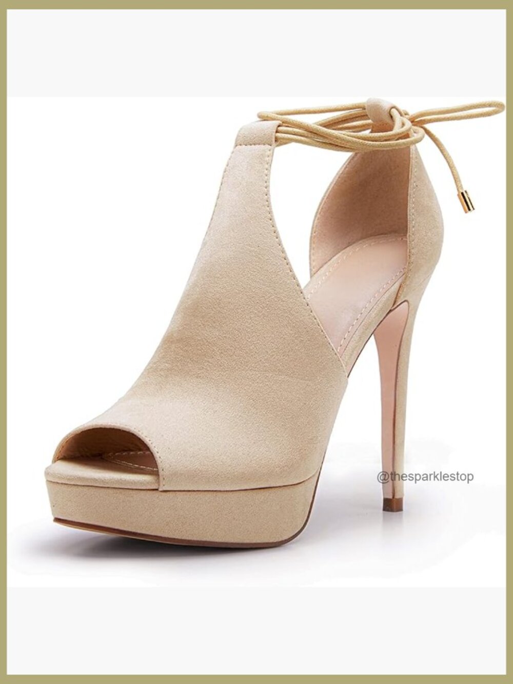 Faux Leather Peep Toe Platform Heels Sexy Stilettos Lace Up Tie Sandals Pumps